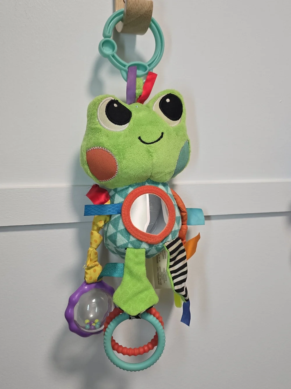 Bright Green Frog Sensory Activity Toy with Mirror and Teethers